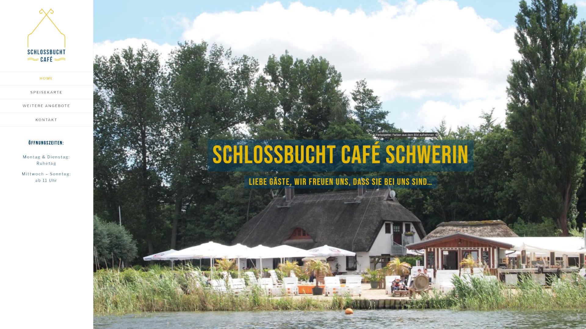 Screenshot: Homepage Schlossbucht Café Schwerin